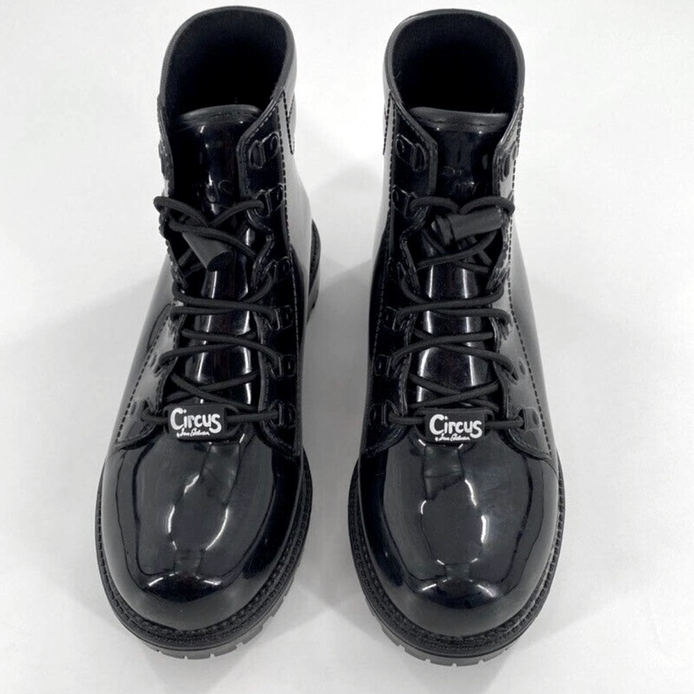 Circus by Sam Edelman Knox Womens Combat Rain Boots Black Patent Leather Sz 6